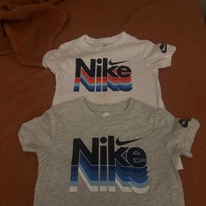 Nike Kids' Short Sleeve Tees - White and Gray with Blue and Red Accents bundle